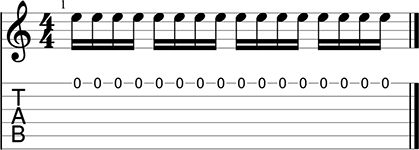 Ejercicio semicorcheas a una sola cuerda