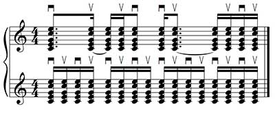 subdivisión rítmica de semicorcheas